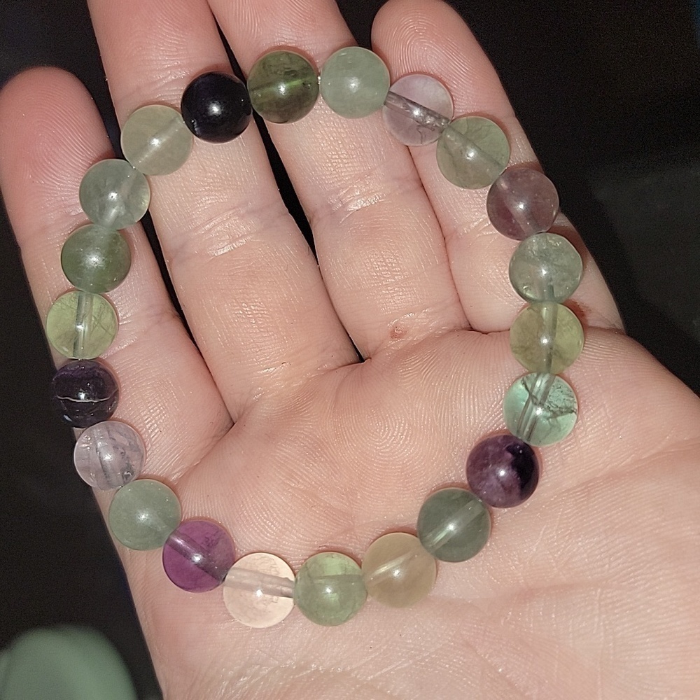 Rainbow Fluorite Natural Stone Stretch Bracelet